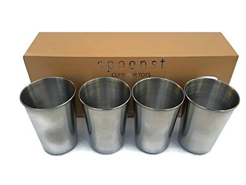 Toddler Premium Stainless Steel Kids Cups (4 Pack) | 6 oz, BPA-Free | Tiny Juice Cups by Spoonst