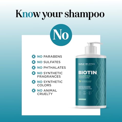 Image of Volumizing Biotin Shampoo for Thinning Hair - Invigorating Peppermint Shampoo for Fine Hair with Argan Coconut and Olive Oils - Vegan & Color Safe - Paraben Silicone & Sulfate Free (25 Fl Oz)