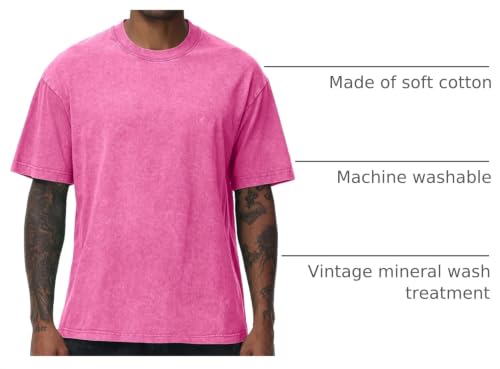 Image of Men's Oversized Cotton T-Shirts Loose Fit Vintage Washed Tee Unisex Short Sleeve Casual Shirts Tops