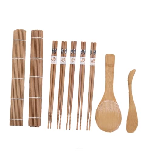 HOLIDYOYO 9個 寿司作りキット 点 天然竹製 すし巻きマット 箸膳 ライスパドル ライススプレッダー付き 初心者向け家用寿司作成器具