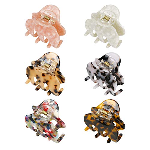 Lzttyee 6 Pieces Tortoise Shell Hair Claw Clips Medium Hair Jaw Clips Cellulose Acetate Hair Clip Clamps for Girls Women (Mixed Colors)