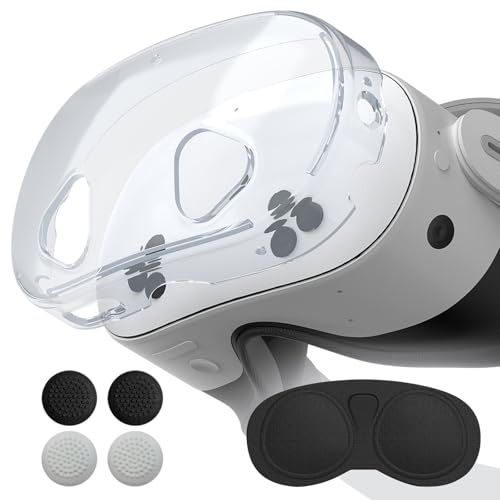 Olycism Custodia compatibile con Meta Quest 3S, accessori per Meta Quest 3S custodia in TPU, antiurto, antigraffio, cover, altamente trasparente con 1 x cover per auricolari 4 x cappucci per joystick