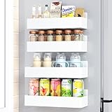 Mystozer Paquete de 4 organizadores magnéticos para especias para refrigerador, color blanco