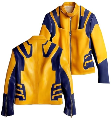 Photo de PROMENADE CHIC Dead X 3 Veste de cosplay super-héros, Jaune et bleu - Similicuir, XXL