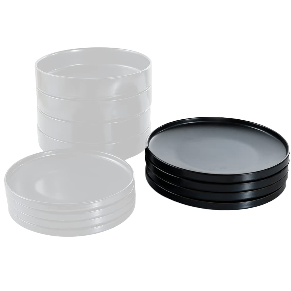 Kadum Platos de desayuno de cerámica negros, 6 unidades, cuencos gourmet, platos llanos de cerámica, 26 cm, color negro, 6 piezas