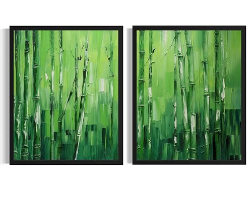 Green Bamboo Wall Art Poster Prints, Landscape Floral Nature Scenery