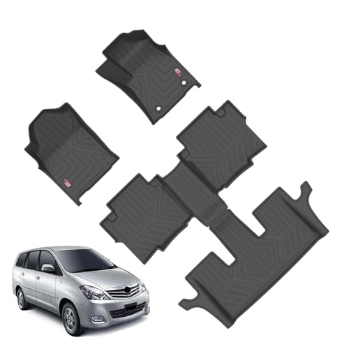 Image of GFX After-Market Premium Life Long Car Floor Mat (8 Seater) Compatible with Innova (2009-2015) Onwards Manual (Black)