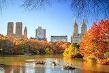 adrium Póster de 140 x 90 cm: Central Park en otoño con coloridos árboles y rascacielos(54860386)