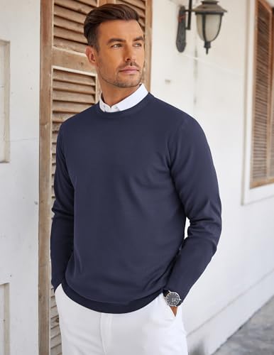 COOFANDY Mens Crew Neck Sweaters Long Sleeve Lightweight Knit Dress Pullover Sweaters4