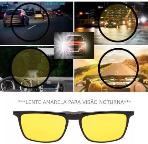 Óculos Clipon Adicional Óculos 3 Em 1 Preto Polarizado Amarelo Imã