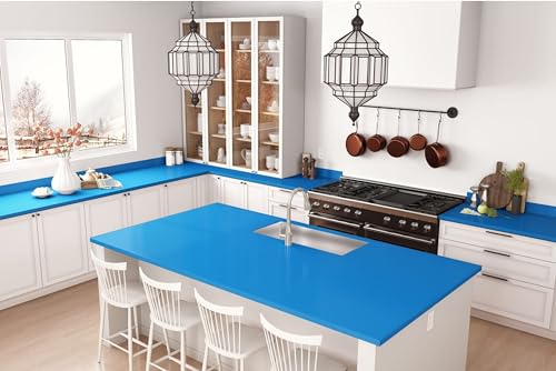Image of WALLMATE Blue Wallpaper Self Adhesive Decorative Contact Paper for Kitchen Cabinet Countertop (24x180 Inch)