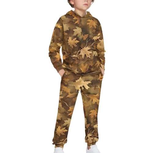 Renewold Fashion Camo Hunting 2 Piece Set Sweatsuits Kids Clothing Outfits Long Sleeve Hoodie Sweatshirts and Sweatpants Boys Tracksuits Activewear for School Sport Casual Holiday Size 8-9 Years
