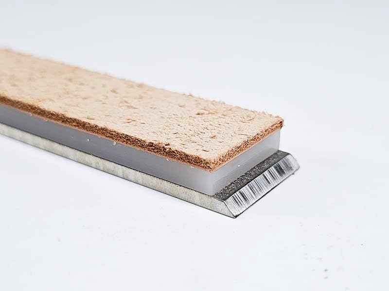 Jende 1x6 Rough Cow Leather Strop-5mm acrylic Mounted-fits to Jende JIGS, Edge Pro, Hapstone and TSProf sharpener