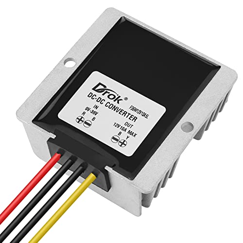 Image of DROK Boost Buck Converter 9V-36V to 12V 10A 120W Aluminium Shell Waterproof Auto Step Up Down Voltage Regulator 12V Volt Transformer for Car Audio Solar Power System LCD Television LED Display Screen