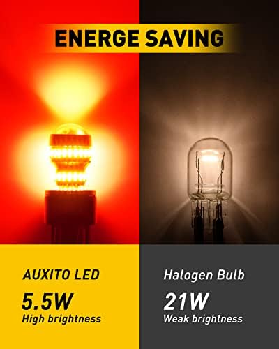 AUXITO 2025 Upgraded 7440 7443 LED Bulb Red for Tail Lights Brake Lights, 400% Brighter T20 W21W 7441 7444 LED Lights with Projector for Stop Tail Brake Turn Signal Lights, Pack of 2 - 2