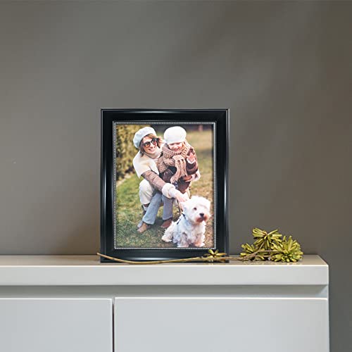 Graduationmall 8X10 Picture Frames, Real Glass, Display Photos For Wall Or Tabletop, Black With Silver Beads, 2-Pack #TOP5