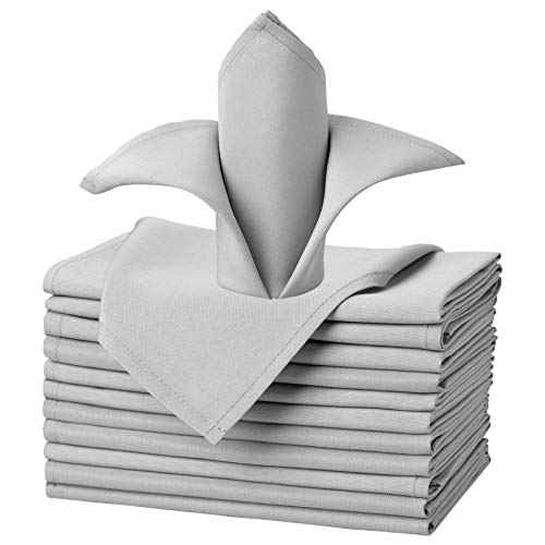 Veeyoo Cloth Napkins - 20 X 20 Inch Silver Dinner Napkin Set Of 12, Soft Washable And Reusable Table Napkins For Holiday Dinner, Parties, Wedding And More #TOP20