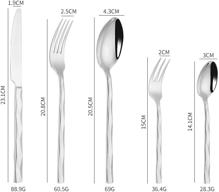 Luxury Cutlery Set With Wheat Ears Relief Carving, Royal 304 Stainless Steel Extra Thick Heavy Duty Silverware Set, Knife Fork Spoon Set For Kitchen Wedding Party Restaur(Silver-5 Pieces for 1)