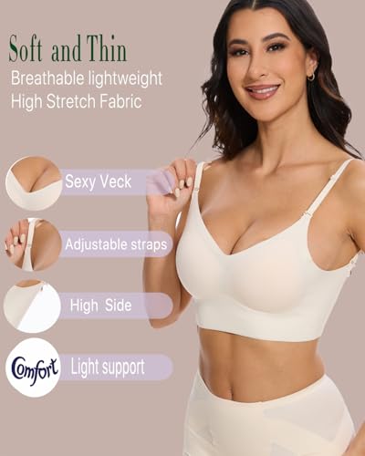 Low Back Bra - Seamless Backless Bra V Neck Bralette for Women - Open Back Wireless Multiway Convertible Halter Bras2