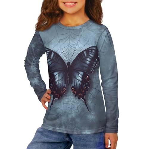 Girls Long Sleeve Shirts Casual Crew Neck Tops Fall Winter Blouses 3-16 Years2