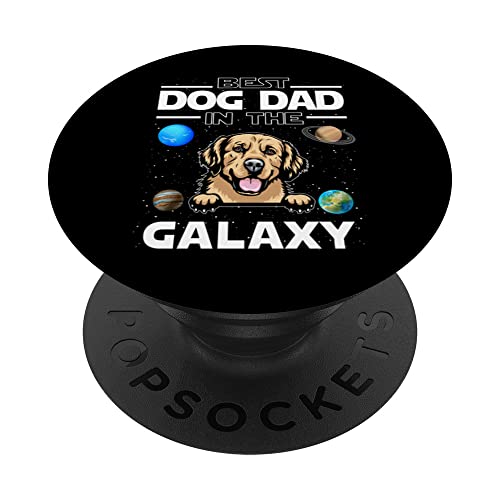 Best Dog Dad In The Galaxy Golden Retriever Puppy Dogs Lover PopSockets PopGrip Intercambiable