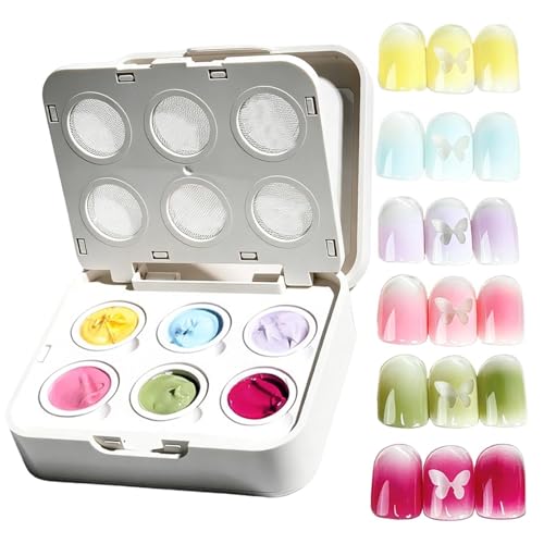 Geles patting uñas con efecto degradado de 6 colores y gel pintura para manicura de mujeres