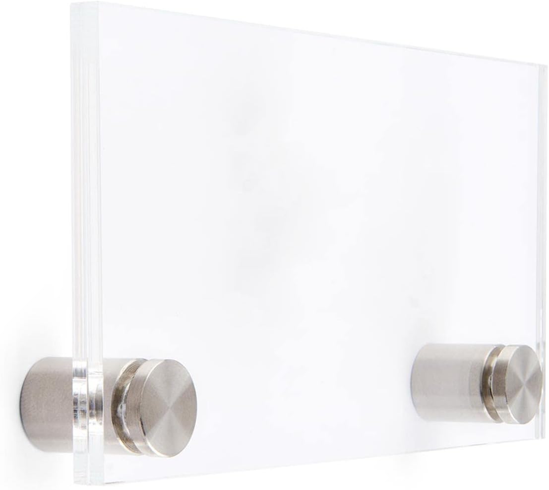 Displays2go 6 x 3 Eco-Friendly DIY Office Sign, Recycled Acrylic, Stainless Steel Standoffs - Clear (EDSIGN63)