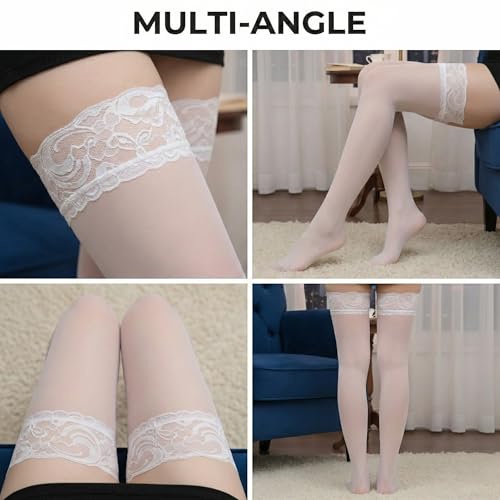 Image of Kraptick Women's Thigh High Stocking with Lace Top Soft & Stretchable Nylon Stockings Non-Slip Hold-Up Stockings for Regular Use & Comfort Fit-1