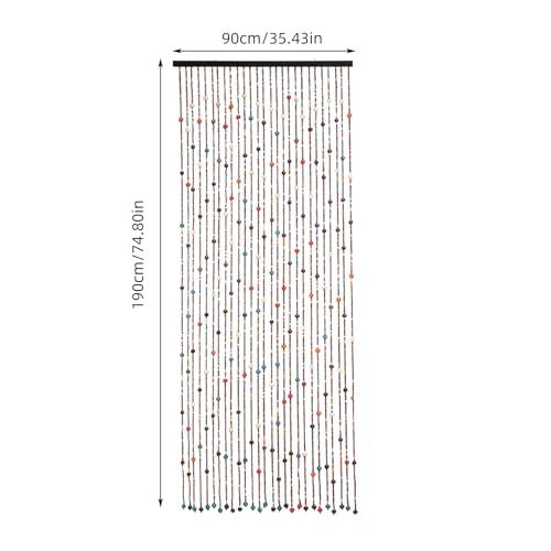 YCBTREE Beaded Curtain for Doorways - Colorful Boho Bamboo Handmade Hanging Wooden Door Beads, Fly Screen, 90 x 190 cm - Image 2