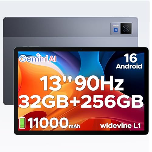 Image of U13 Android 16 Tablet with Gemini AI,13 inch Tablet,11000mAh Battery,32GB+256GB,2.2Ghz Octa-Core Processor,90Hz Display Gaming Tablets,13MP+8MP,7.9mm Ultra-Thin Body,Face Unlock, Gray