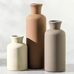 Ensemble de 3 vases, vases en céramique modernes neutres, décoration de la maison, décoration rustique de la ferme, vase pour fleurs de pampa pour table, manteau, entrée, étagère, salon, cuisine, salle de bain - Marron