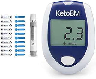 KetoBM Blood Ketone Meter - Keto Testing Kit Includes Portable Ketone Meter, Lancing Device, Carrying Pouch, 10 Lancets, and 10 Ketone Test Strips - Easy, Fast, and Accurate Ketosis Testing