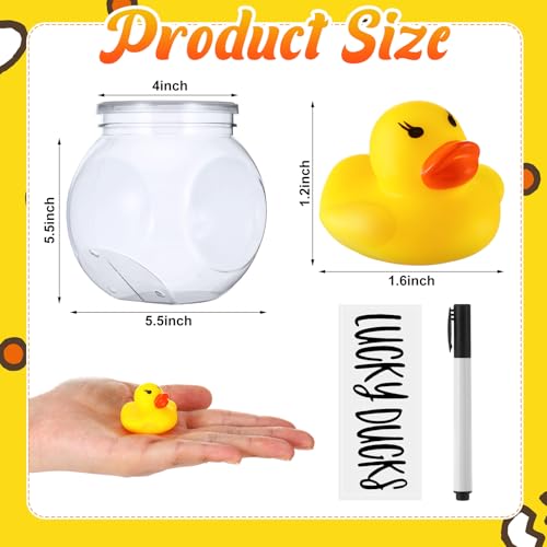 Realspring Lucky Ducks for Classroom Jar Classroom Management, 36 Pcs Mini Rubber Lucky Ducks with a Pen and a Plastic Jar, Back to School Season Management Tool(Style 1) - Thumbnail 2