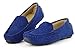 DADAWEN Toddler Little Kid Boys Girls Soft Suede Leather Slip On Penny Loafer Dress Shoes Moccasin Flat Boat Shoes Wedding Church Oxford Blue US Size 7 M Toddler
