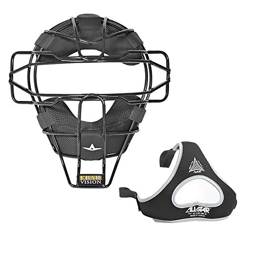 All Star Sports Traditional Baseball Catcher Face Mask with Luc Pads, Black