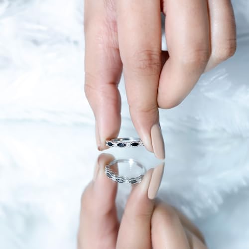 Gift for New Moms, Real Black Onyx Eternity Wedding Band in Gold Plated Silver, AAA Quality, Certified Onyx Promise Ring - Ready To Gift4