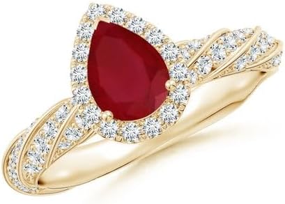 925 Sterling Silver Pear-Shaped Natural 1 Carat Ruby Gemstone Women Engagement Anniversary Ring, Gift For Her