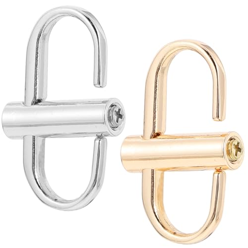 Healvian 4pcs Metal Chain Bag Belt Adjustment Buckles Set, Slide Screw Fastening Strap Buckles for Sewing Accessories, Light Gold and White Colors, Suitable for Bag Chain Length Shortening