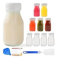 9 Stück 100 ml Kleine Milchflaschen zum Befüllen, Shot Flaschen zum Befüllen, Transparenz Mini Glasflaschen, Glassaftflasche, Shot Gläser, Trinkbehälter für Party, Schule, Picknicks, Hochzeit, Reisen