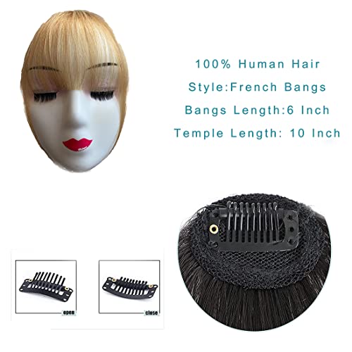 Clip In Bangs Human Hair French Bangs Thick Bangs Extensions Neat With Temples Clip On Air Bangs Hairpieces (Air Bangs, Blonde) #TOP1