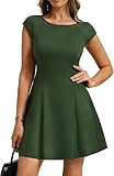 Belle Poque Damen Rundhalsausschnitt Kurze Ärmel Kleid Sommer Hoher Taille A Linien Freizeitkleid Hochzeits Cocktailkleid