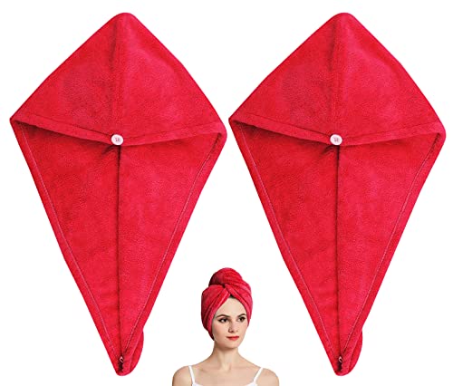 Image of Urbane Home Hair Wrapper|Hair-Drying Bathrobe Turban Towel|Stretchy Microfiber Quick Absorbent Hair Dry Salon Towel,Pack of 2 (White)