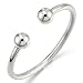 COOLSTEELANDBEYOND Elastic Adjustable Stainless Steel Ball Cuff Bangle Bracelet for Men Women Polished