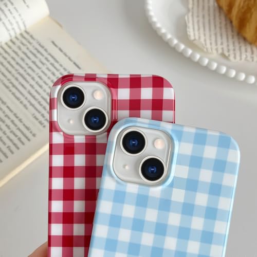 Skyseaco Blue Gingham Phone Case for iPhone 15, Shockproof TPU Cover - image 3