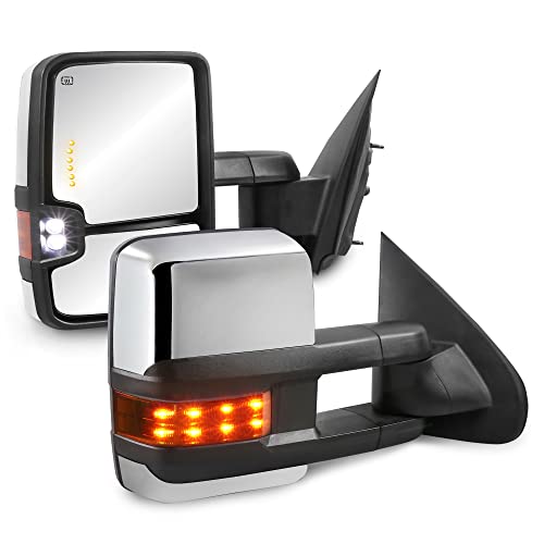 MOSTPLUS Power Heated Towing Mirrors Compatible for 2014-2019 Chevy Silverado GMC Serria w/Turn light, Clearance Lamp (Set of 2)-Chrome Not for Diesel Truck by MOSTPLUS - Used condition - US$139.51