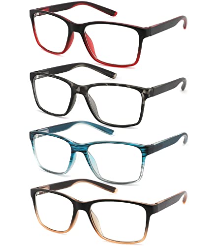 READERSOUL 4-Pack Reading Glasses Blue Light Blocking for Men,Comfort Lightweight Eyeglasses Flexible Spring Hinge,Anti Eyestrain/Glare Filter UV Ray Computer Readers(3.5X)