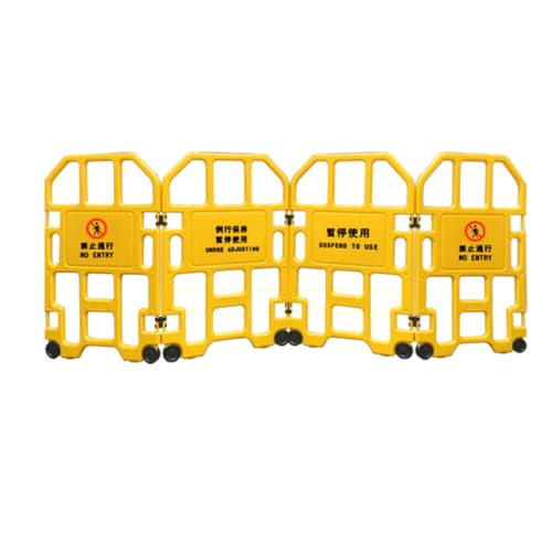 4 Panels Safety Barricade,7.8FT Foldable Security Sign Barrier Gate,High Visibility Caution Symbol Crowd Control Restricted Area Pedestrian Barricade ，Portable Driveway Obstacle Guardrail