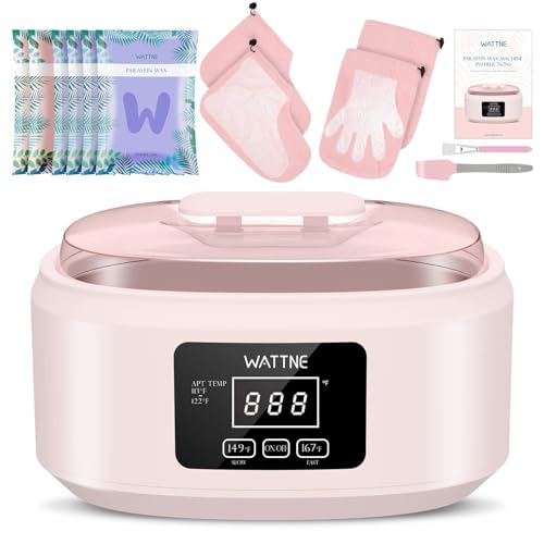 Wattne Paraffin Wax Machine for Hands & Feet – Paraffin Wax Warmer Moisturizing Kit with Auto-Timer & Precision Temperature Control, Paraffin Wax Bath for Arthritis, Dry Skin Care, Home Spa-Pink 2 lbs