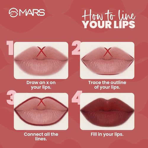 MARS Matte Lip Liner with Holder Set of 10 | One Swipe Smooth Application | Long Lasting & Travel Friendly Lip Pencil | Multicolor | Set-B (1.4g x 10) - Image 6