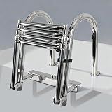 Boat Ladder 4 Step, 316 Stainless Steel Marine Grade Telescoping Folding Swim Ladder, Rear Entry Dock Ladder with Handrails Extra Wide Steps 600lbs Load Capacity for Pontoon Boat